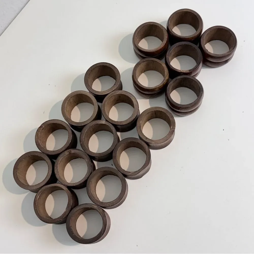 18 Vintage Wooden Napkin Rings Boho